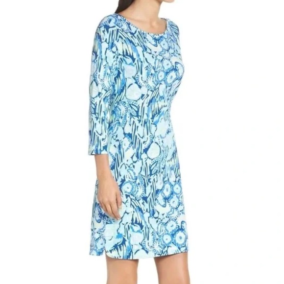 Lilly Pulitzer pima cotton 3/4 sleeve Marlowe dress Women's size S indigo sunset - Picture 2 of 14